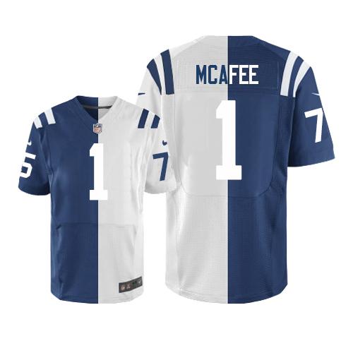 Nike Colts #1 Pat McAfee Royal Blue/White Men's Stitched NFL Elite Split Jersey - Click Image to Close